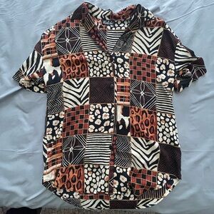 Vintage unisex Colorful Patchwork Shirt